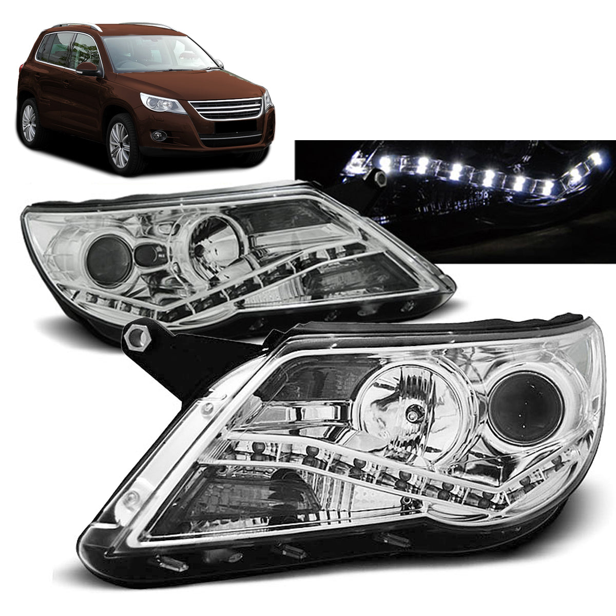Scheinwerfer Tagfahrlicht Chrom passend für VW Tiguan 10.07-11