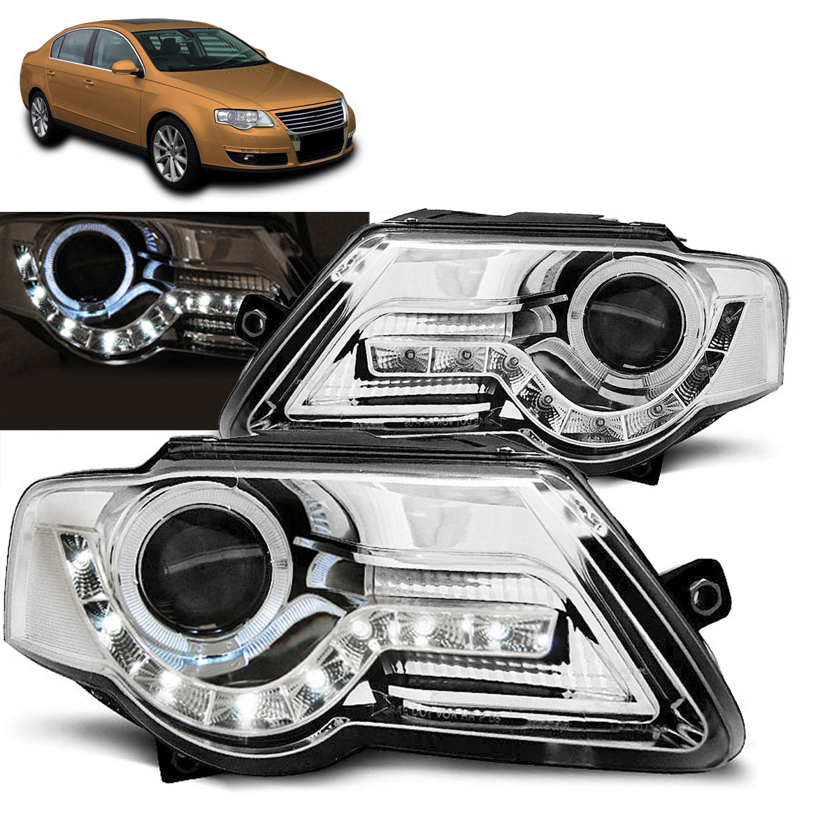 Scheinwerfer Tagfahrlicht Chrom passend für VW Passat B6 3C 03.05-10