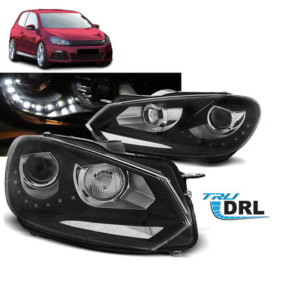 Scheinwerfer True DRL Schwarz passend für VW Golf 6 10.08-12