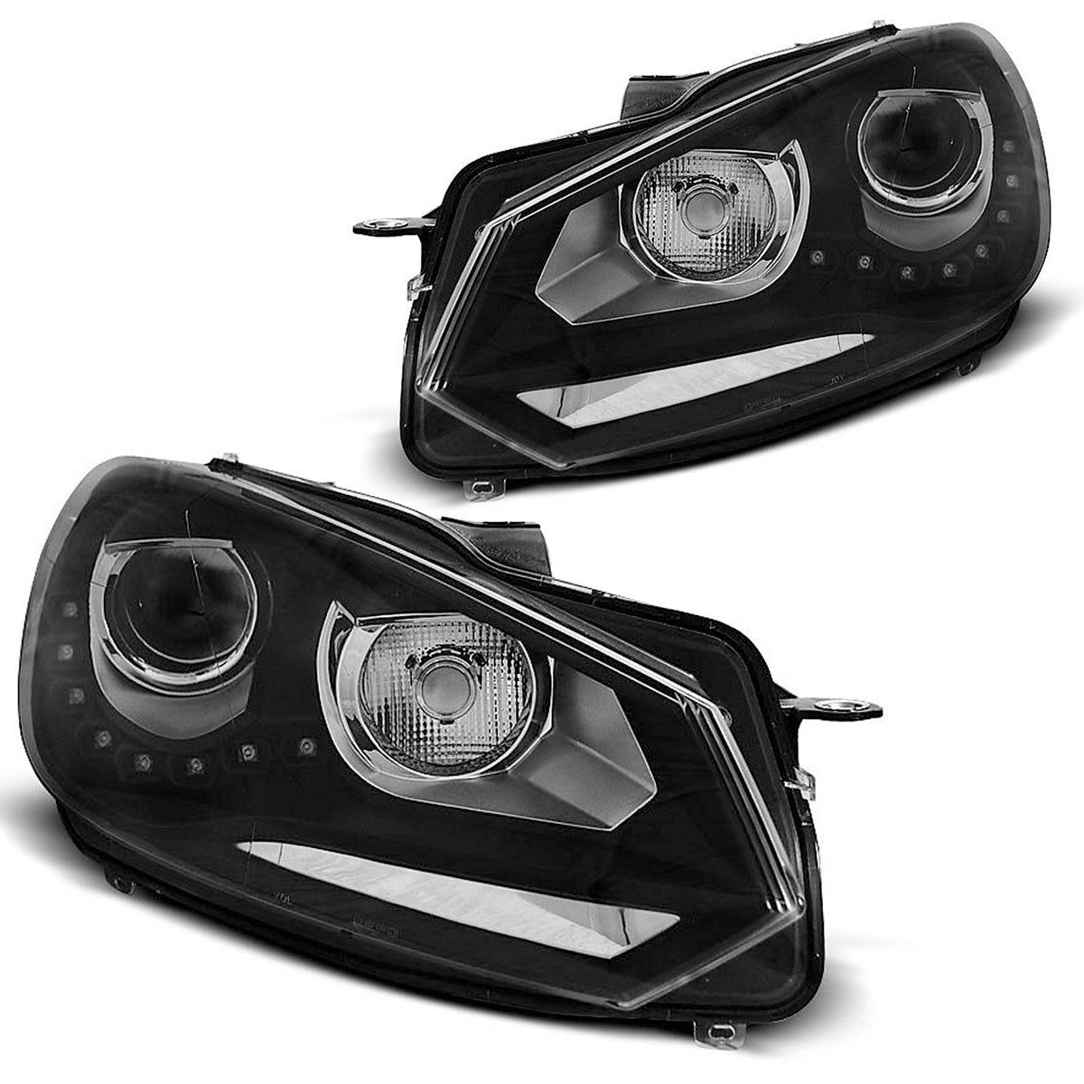 Scheinwerfer True DRL Schwarz passend für VW Golf 6 10.08-12