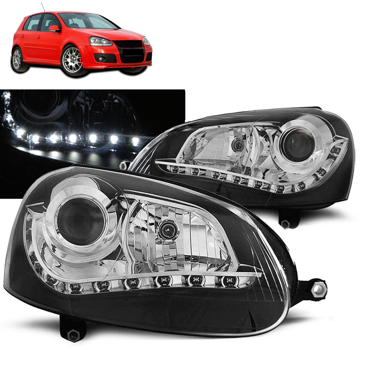 Scheinwerfer Tagfahrlicht Schwarz passend für VW Golf 5