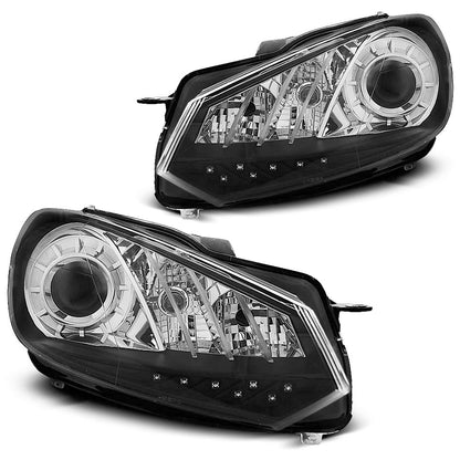 Scheinwerfer True DRL Schwarz passend für VW Golf 6 10.08-12