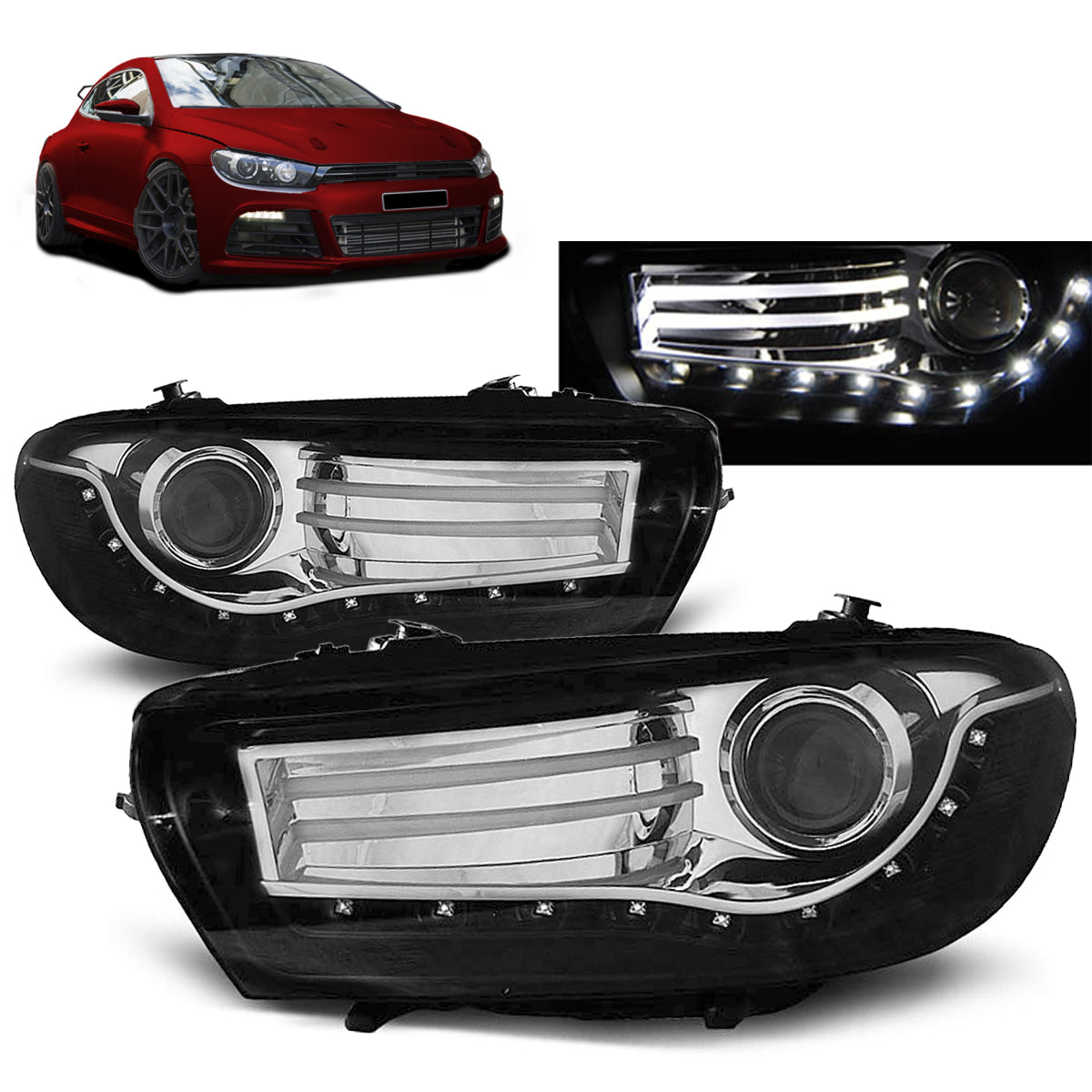 Scheinwerfer Schwarz passend für VW Scirocco 08-04.14