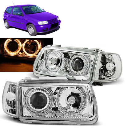 Scheinwerfer Angel Eyes Chrom passend für VW Polo 6N 10.94-09.99