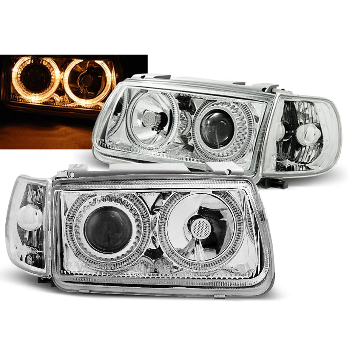 Scheinwerfer Angel Eyes Chrom passend für VW Polo 6N 10.94-09.99