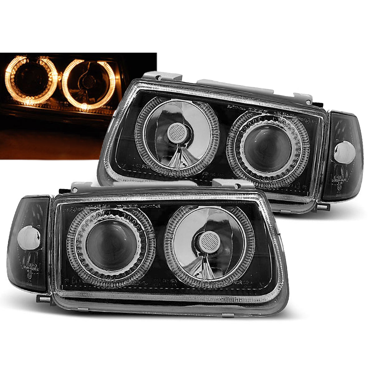 Scheinwerfer Angel Eyes Schwarz passend für VW Polo 6N 10.94-09.99