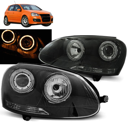 Scheinwerfer Angel Eyes Schwarz passend für VW Golf 5 10.03-09