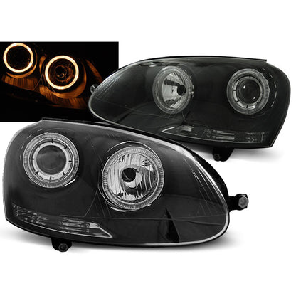 Scheinwerfer Angel Eyes Schwarz passend für VW Golf 5 10.03-09