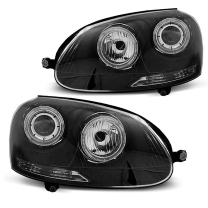 Scheinwerfer Angel Eyes Schwarz passend für VW Golf 5 10.03-09