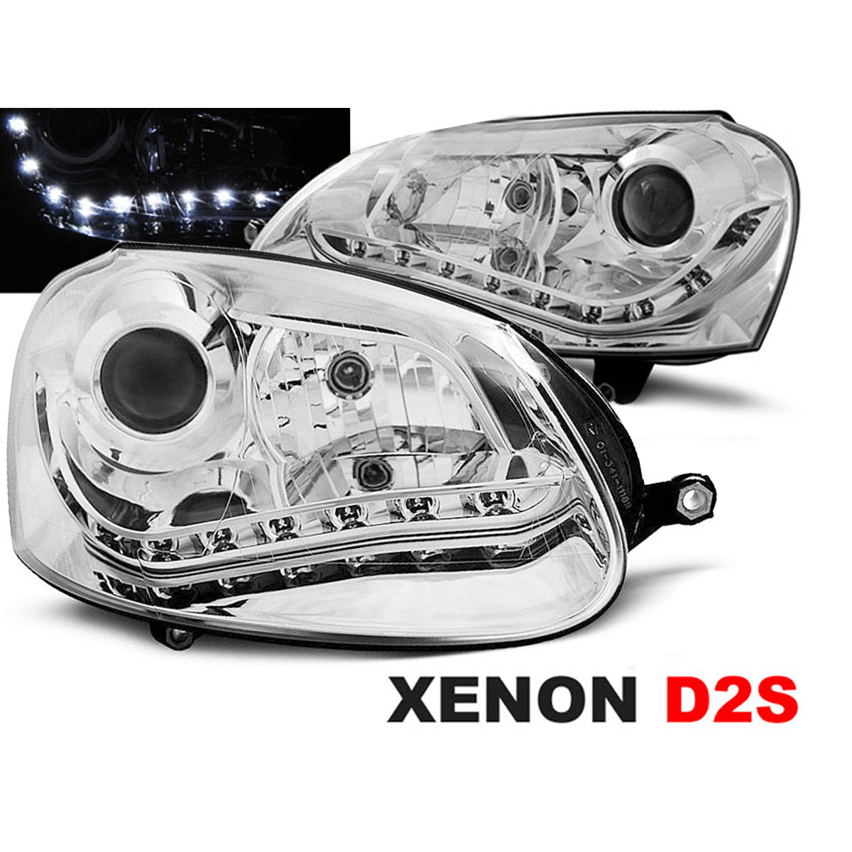 Xenon Scheinwerfer Chrom passend für VW Golf 5