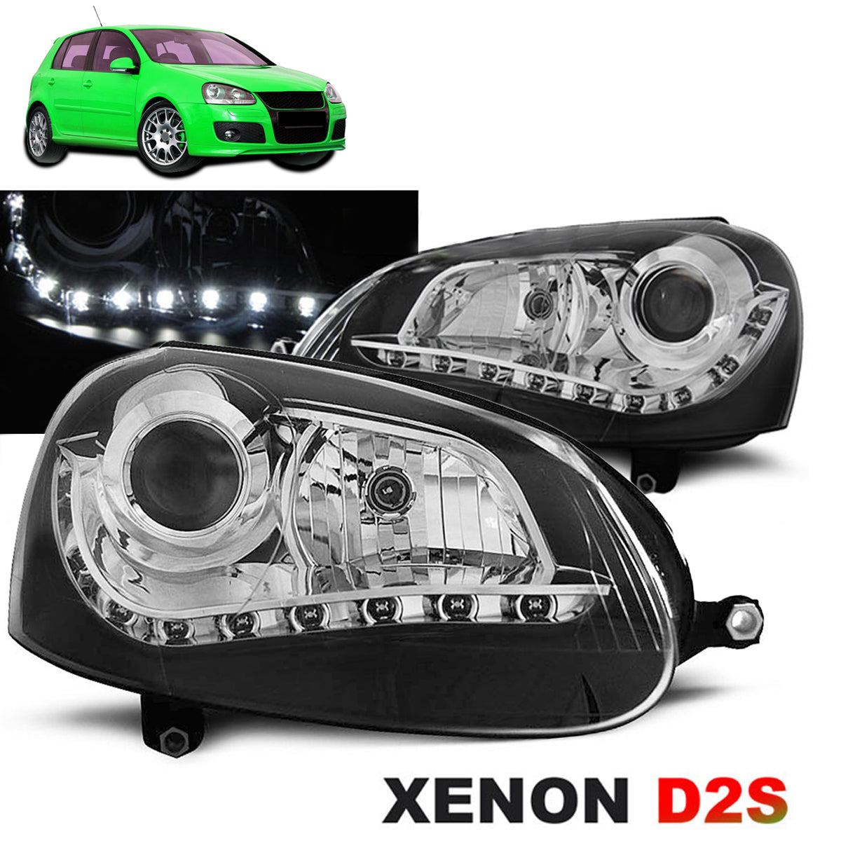 Xenon Scheinwerfer Schwarz passend für VW Golf 5