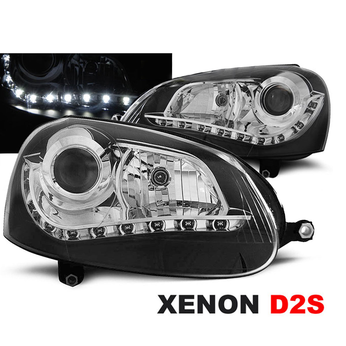 Xenon Scheinwerfer Schwarz passend für VW Golf 5