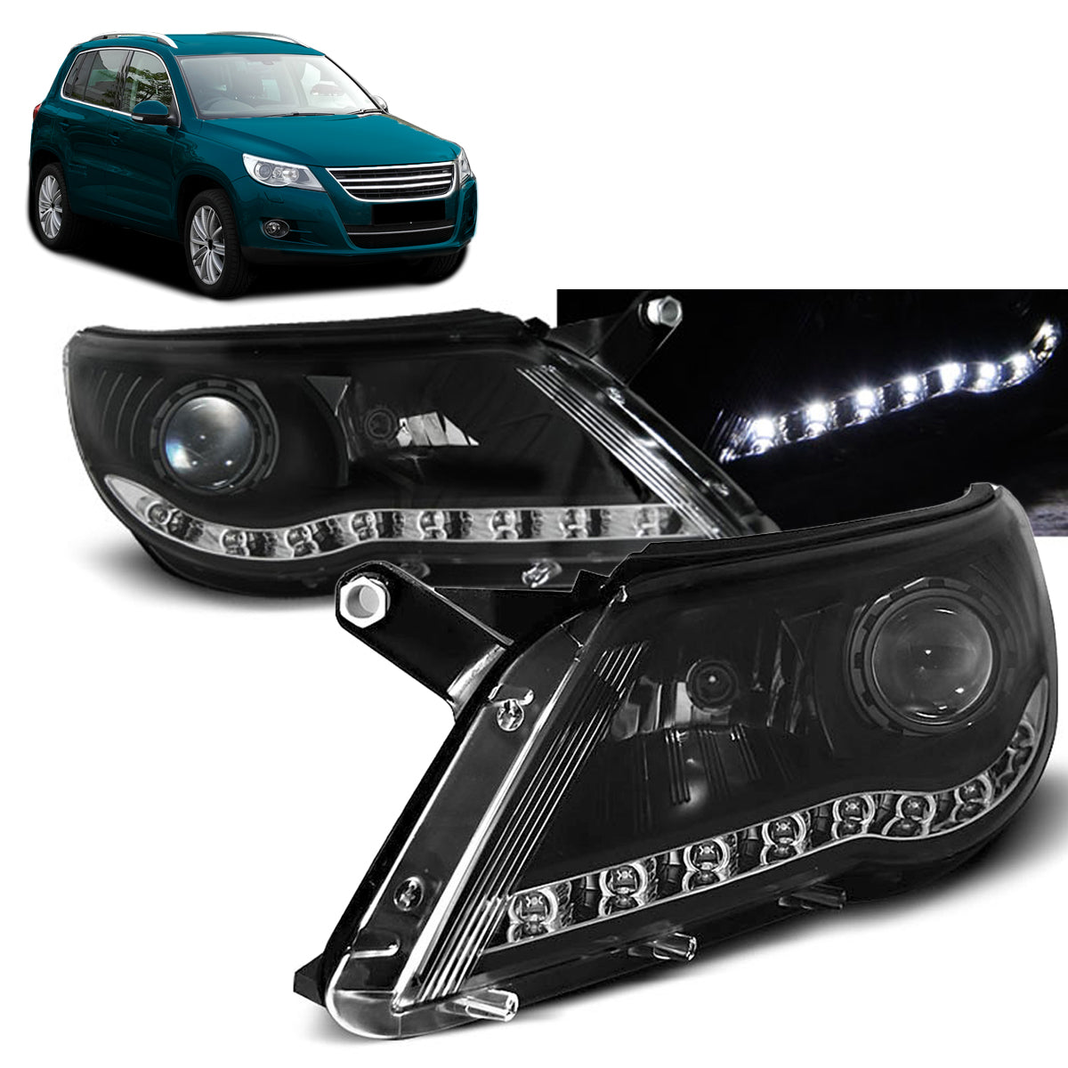 Scheinwerfer Daylight Schwarz passend für VW Tiguan 10.07-11
