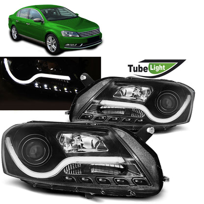 Scheinwerfer Tube Light Schwarz passend für VW Passat B7 10.10-10.14
