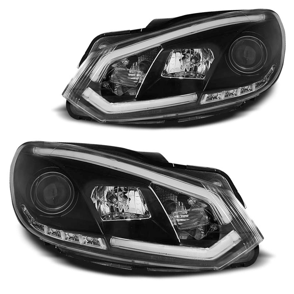 Scheinwerfer Tube Light DRL Schwarz passend für VW Golf 6 10.08-12