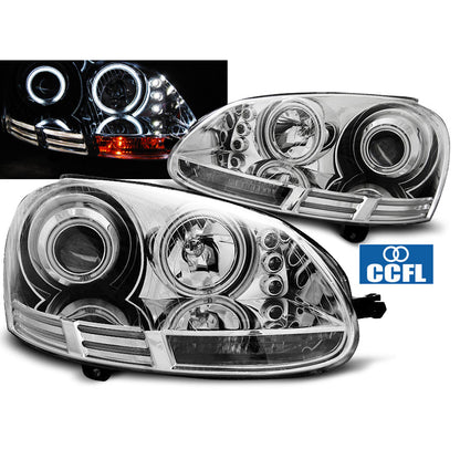 Scheinwerfer Angel Eyes CCFL Chrom passend für VW Golf 5 10.03-09