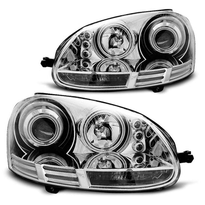 Scheinwerfer Angel Eyes CCFL Chrom passend für VW Golf 5 10.03-09