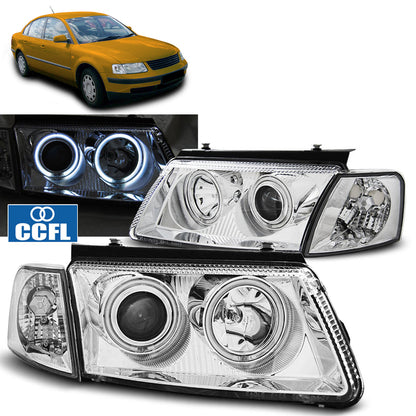 Scheinwerfer Angel Eyes CCFL Chrom passend für VW Passat B5 3B 11.96-08.00
