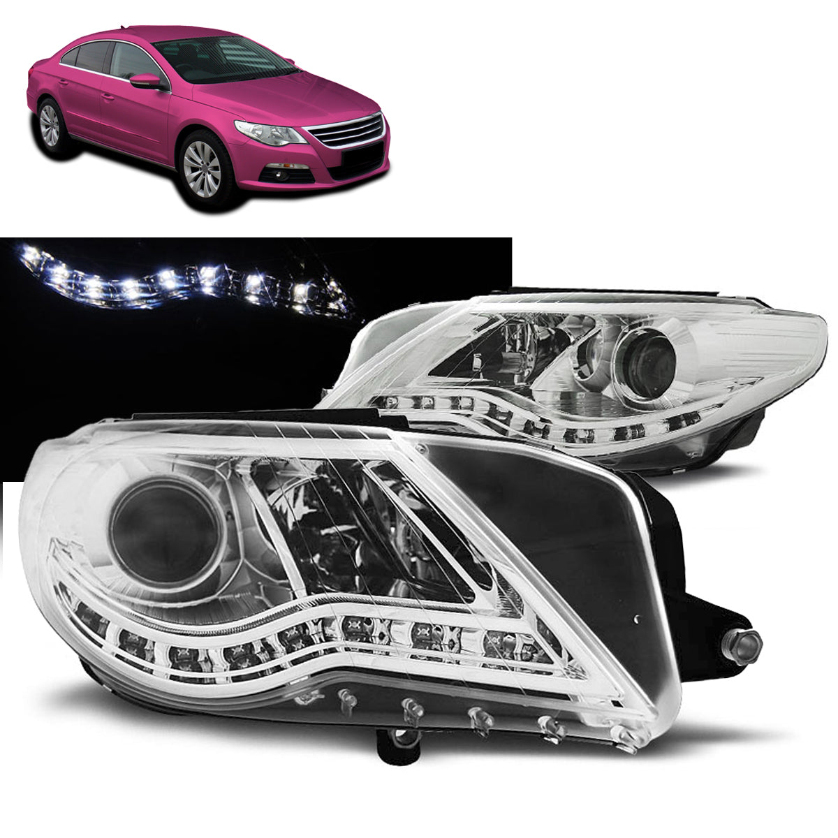 Scheinwerfer Daylight Chrom passend für VW Passat 08-12 CC