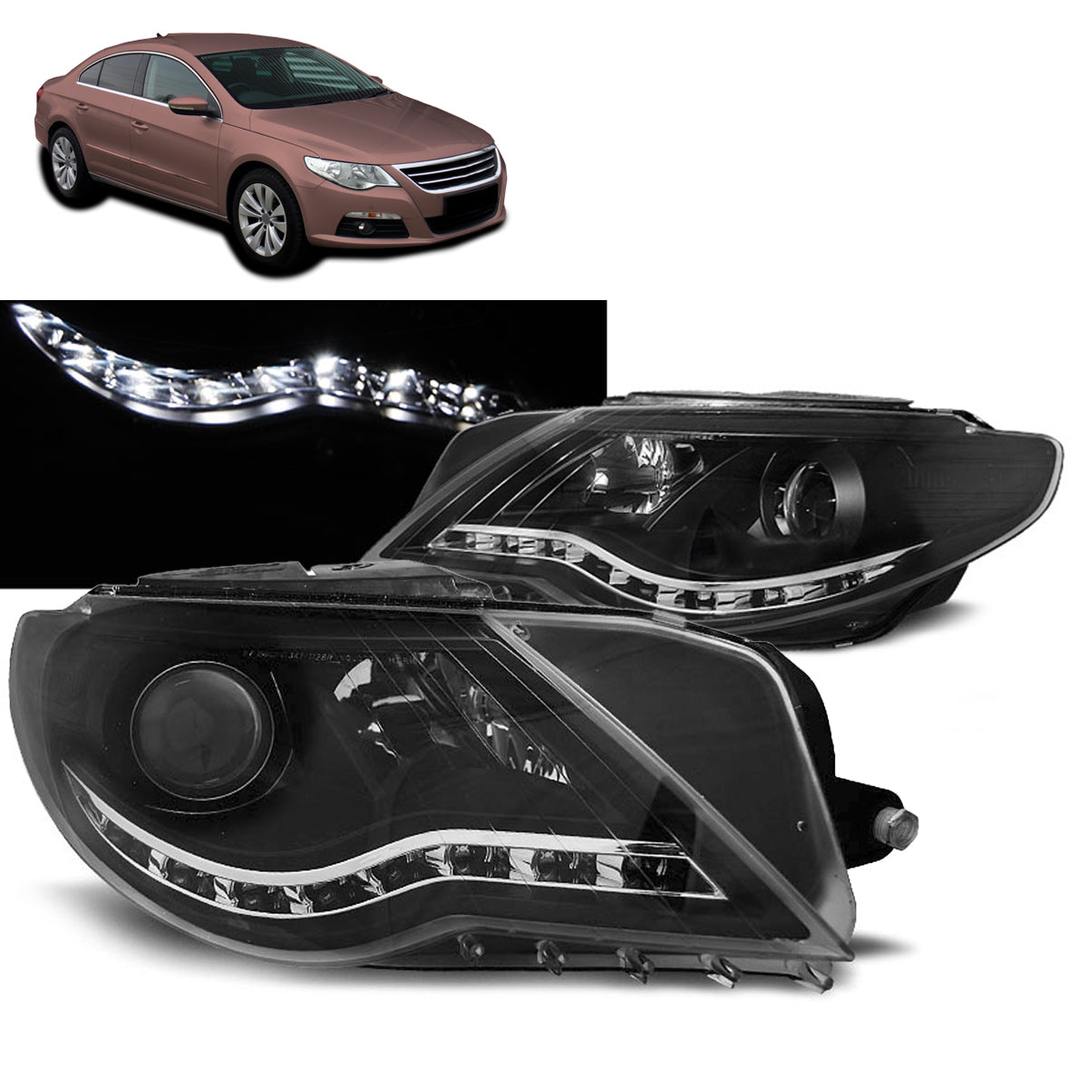 Scheinwerfer Daylight Schwarz passend für VW Passat CC 08-12