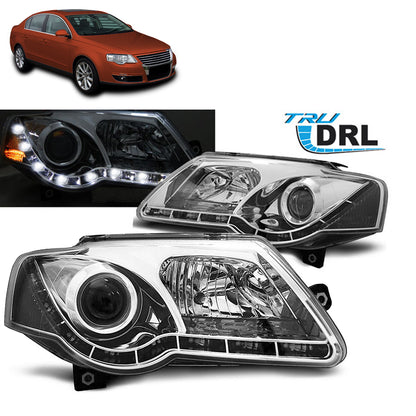 Scheinwerfer True DRL Chrom passend für VW Passat B6 3C 03.05-10