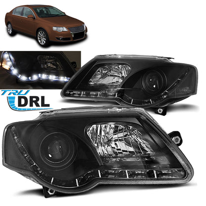Scheinwerfer True DRL Schwarz passend für VW Passat B6 3C 03.05-10