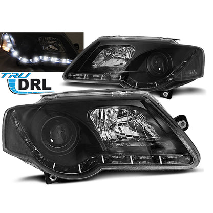 Scheinwerfer True DRL Schwarz passend für VW Passat B6 3C 03.05-10