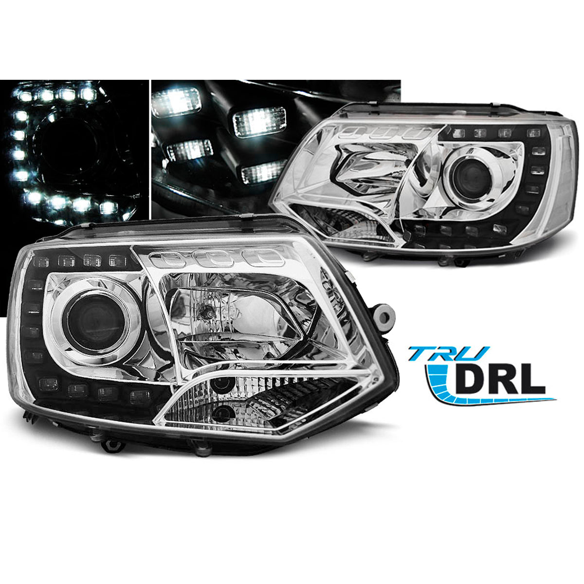 Scheinwerfer True DRL Chrom passend für VW T5 2010-2015
