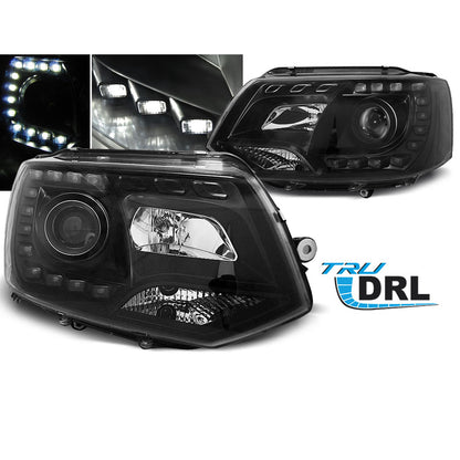 Scheinwerfer True DRL Schwarz passend für VW T5 2010-2015