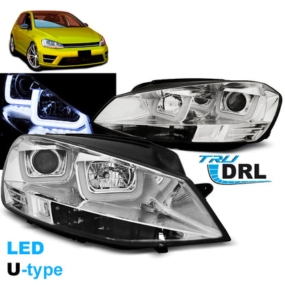 Scheinwerfer U-LED Light Chrom passend für VW Golf 7 11.12-17