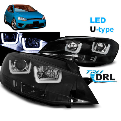 Scheinwerfer U-LED Light Schwarz passend für VW Golf 7 11.12-17