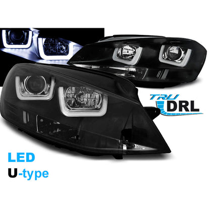 Scheinwerfer U-LED Light Schwarz passend für VW Golf 7 11.12-17
