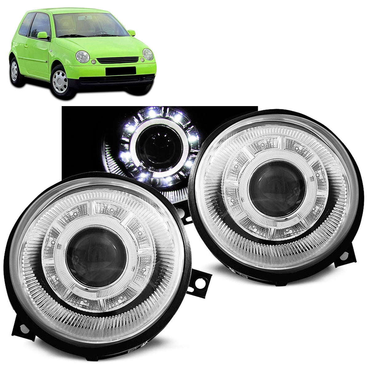 Scheinwerfer Tagfahrlicht Chrom passend für VW Lupo 98-05