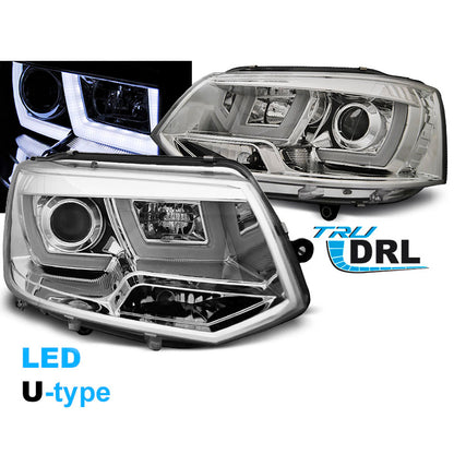 Scheinwerfer U-LED Licht Chrom passend für VW T5 2010-2015