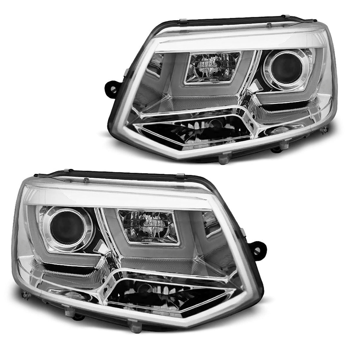 Scheinwerfer U-LED Licht Chrom passend für VW T5 2010-2015