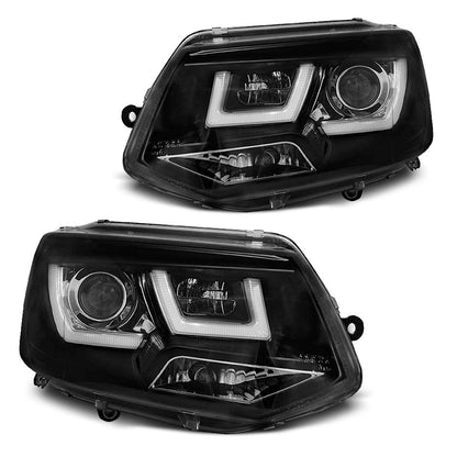 Scheinwerfer U-LED Licht Schwarz passend für VW T5 2010-2015