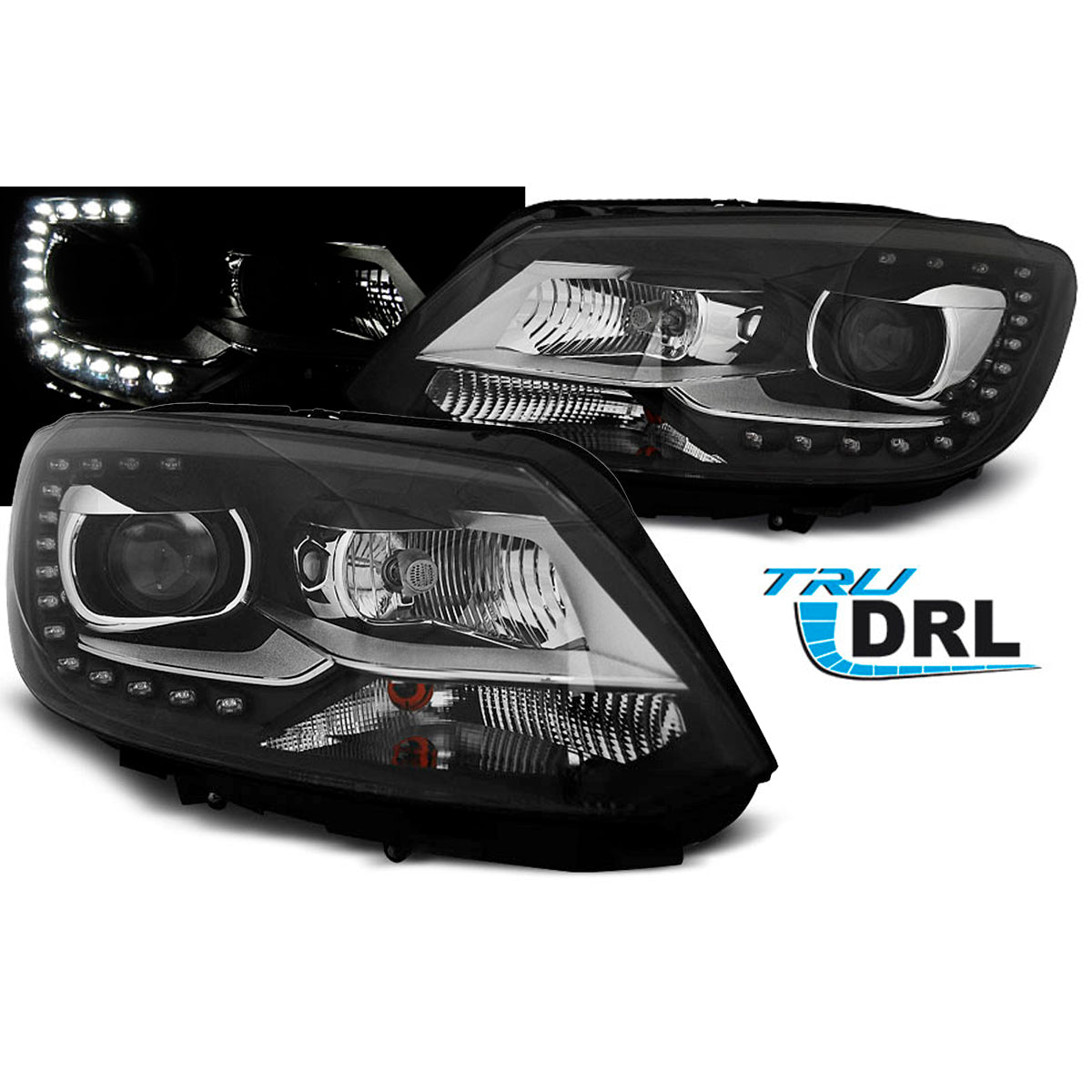 Scheinwerfer True DRL Schwarz passend für VW Touran II 08.10-15