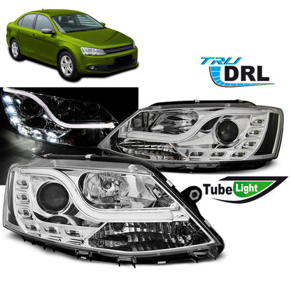 Scheinwerfer Röhrenlicht DRL Chrom passend für VW Jetta VI 1.11-18