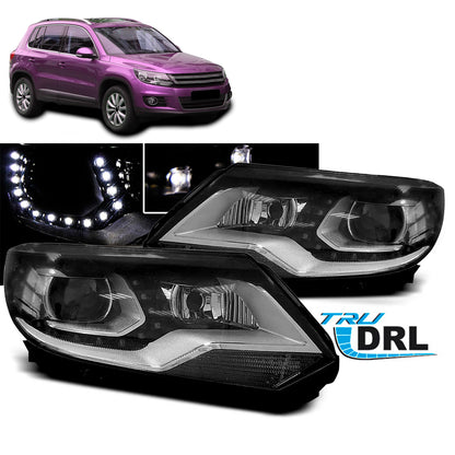 Scheinwerfer True DRL Schwarz passend für VW Tiguan 2011 - 12.2015