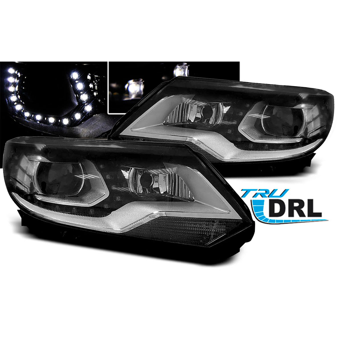 Scheinwerfer True DRL Schwarz passend für VW Tiguan 2011 - 12.2015
