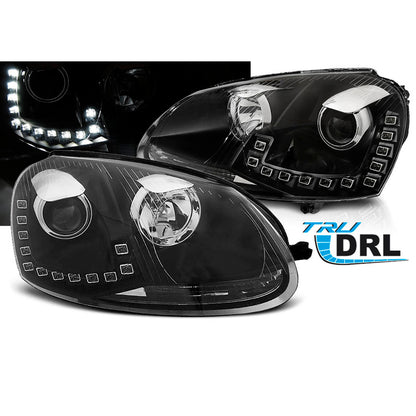 Scheinwerfer True DRL Schwarz passend für VW Golf 5 10.03-09