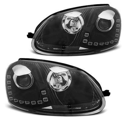 Scheinwerfer True DRL Schwarz passend für VW Golf 5 10.03-09