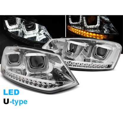 Scheinwerfer U-LED Licht Chrom passend für VW Polo 6R 09-03.14