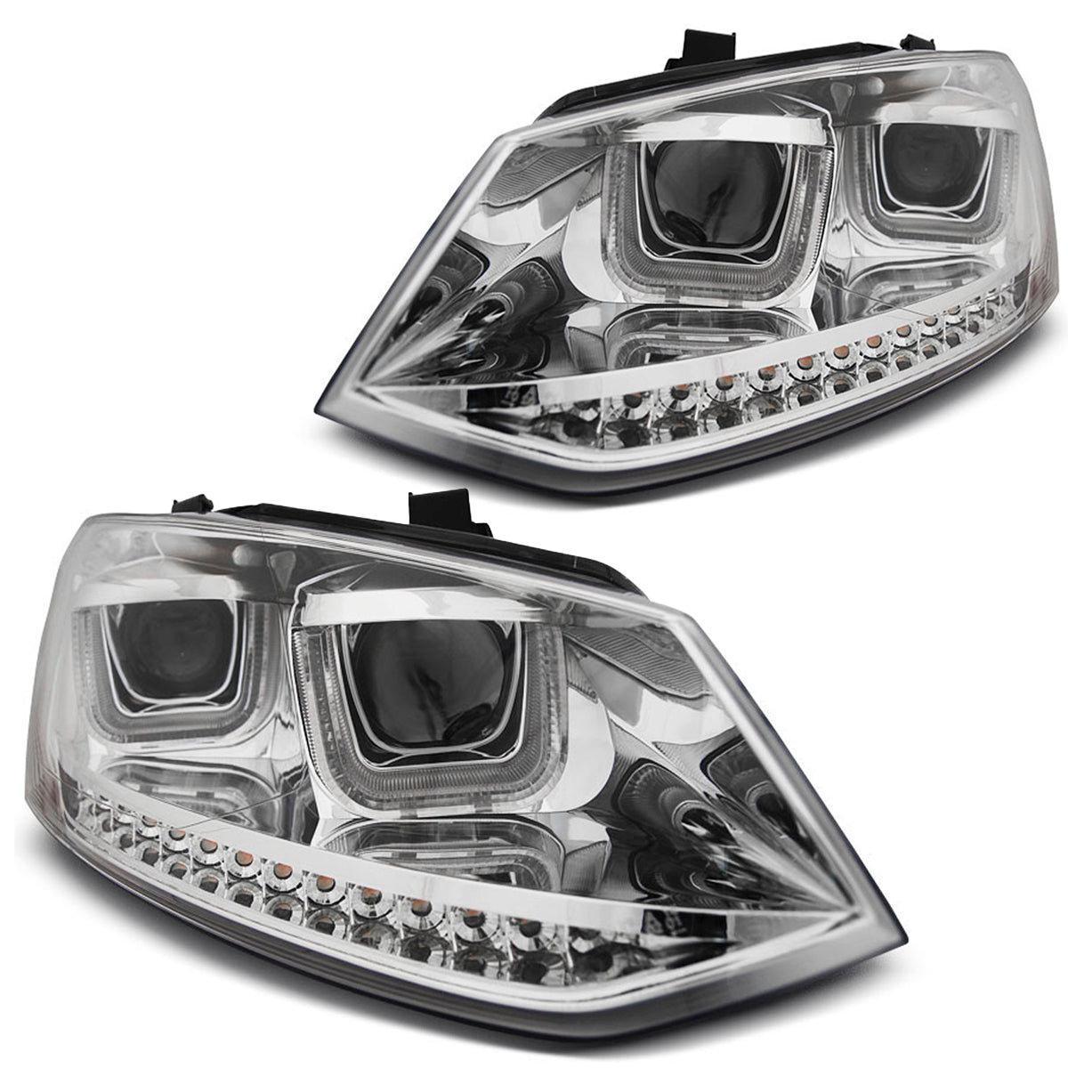 Scheinwerfer U-LED Licht Chrom passend für VW Polo 6R 09-03.14