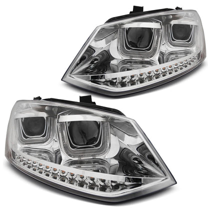 Scheinwerfer U-LED Licht Chrom passend für VW Polo 6R 09-03.14