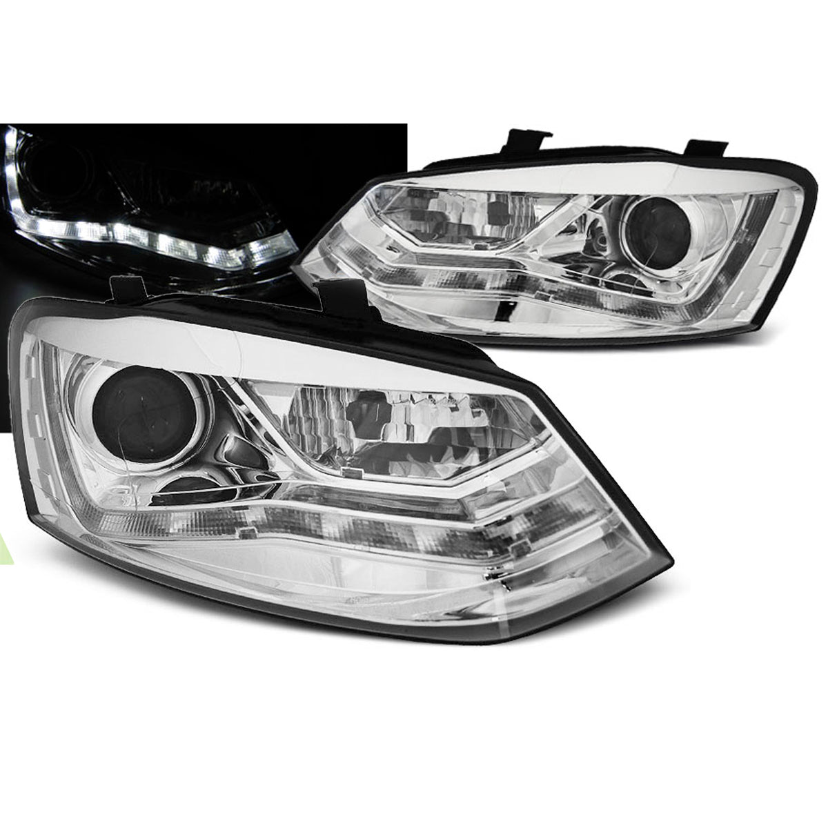 Scheinwerfer Tagfahrlicht Chrom passend für VW Polo 6R 09-03.14