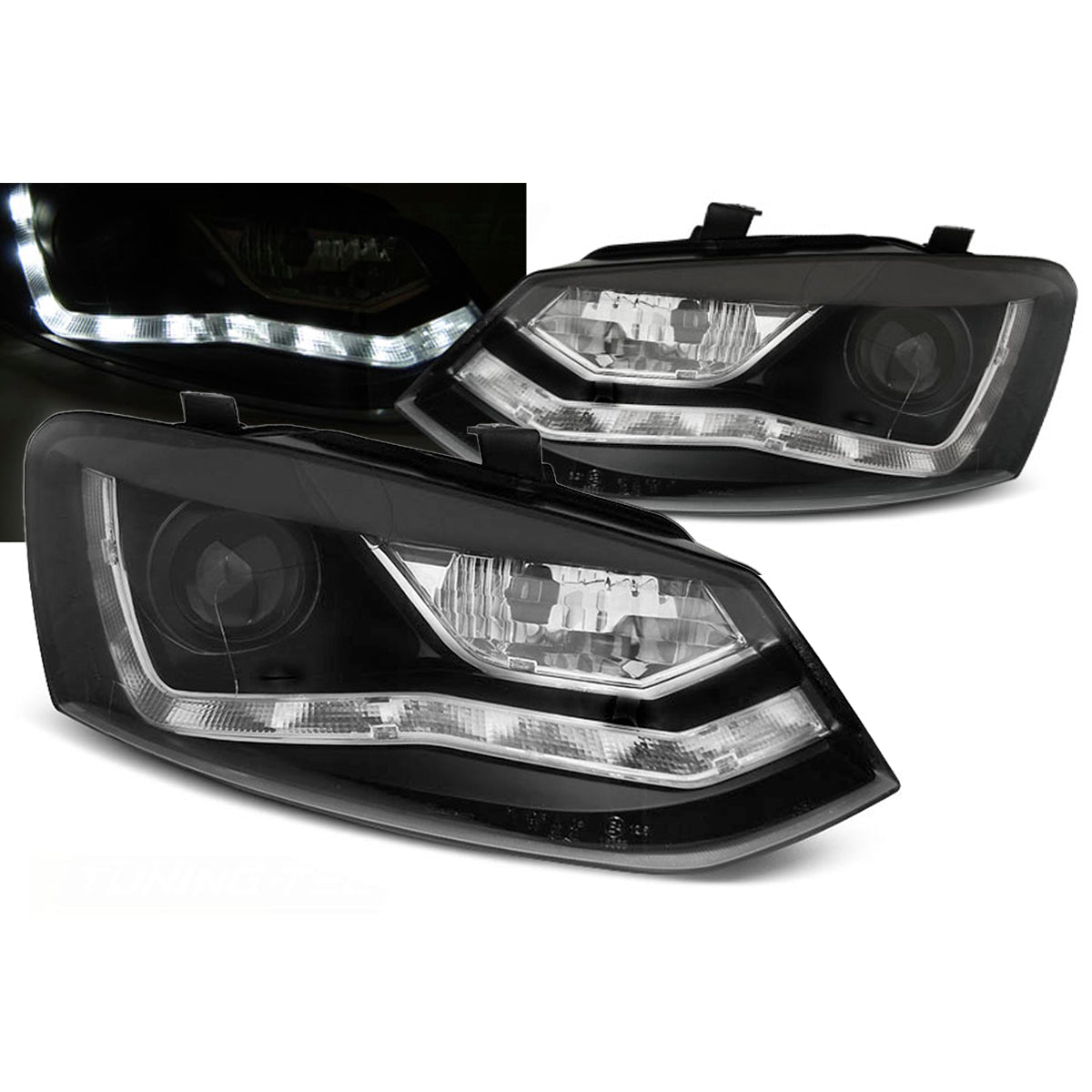 Scheinwerfer Tagfahrlicht Schwarz passend für VW Polo 6R 09-03.14