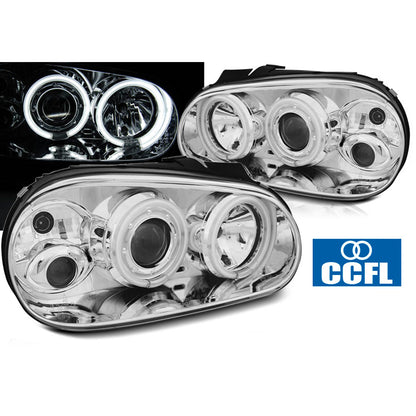 Scheinwerfer Angel Eyes CCFL Chrom passend für VW Golf 4 09.97-09.03