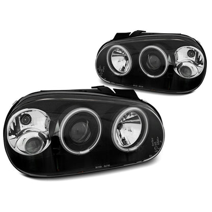 Scheinwerfer Angel Eyes CCFL Schwarz passend für VW Golf 4 09.97-09.03