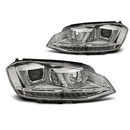 Scheinwerfer U-LED Licht DRL Chrom passend für VW Golf 7 11.12-17